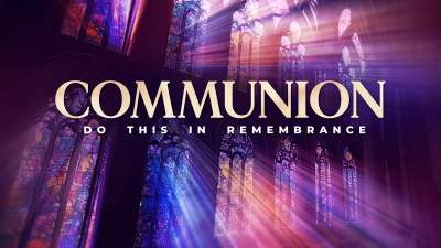 Stained Glass Scene Communion